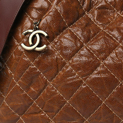 Chanel Crumpled Grained Calfskin Coco Pleats Hobo Brown 7 of 9