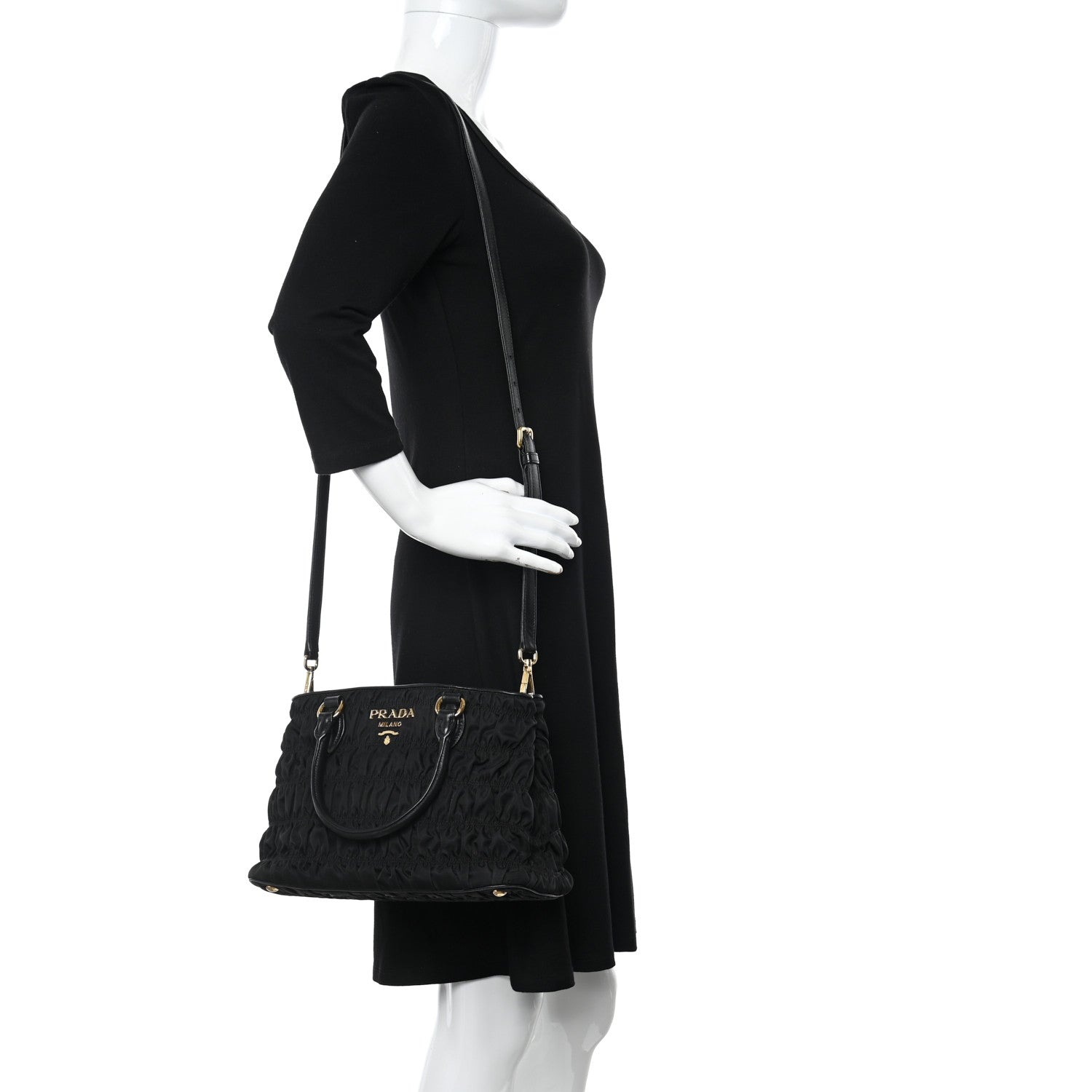 Prada Tessuto Nylon Gaufre Small Tote Black 2 of 16