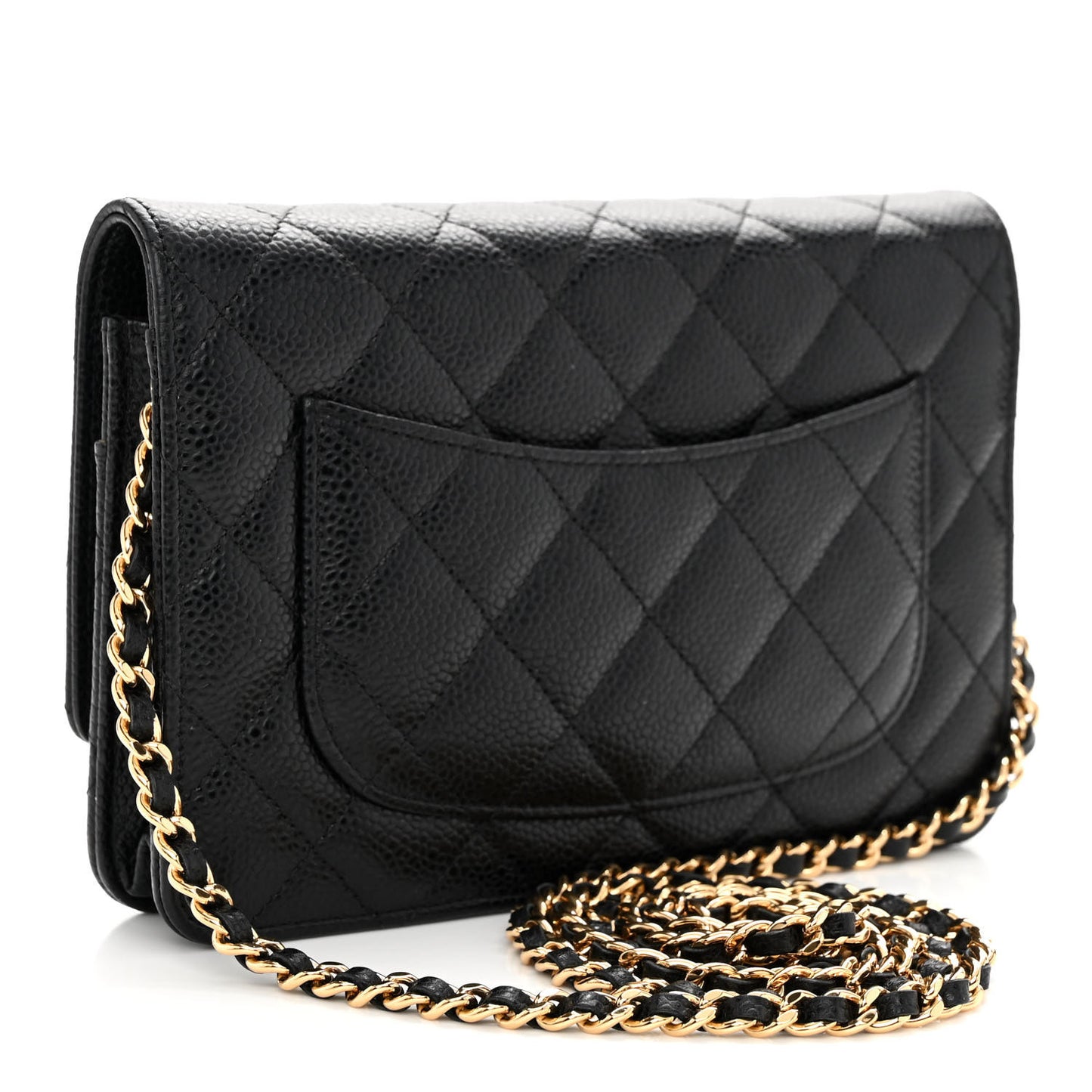 Caviar Quilted Wallet on Chain WOC Black