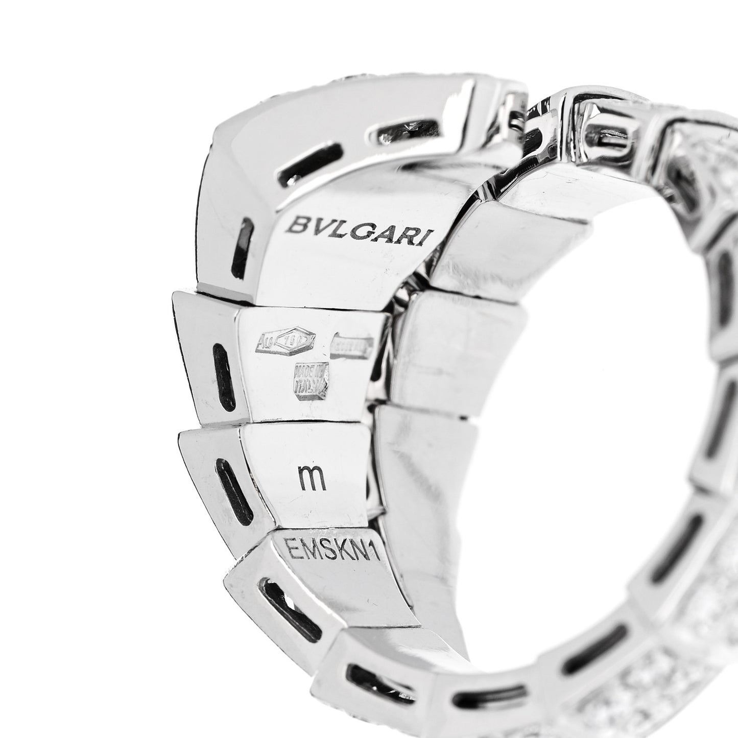 18K White Gold Diamond One-Coil Serpenti Viper Ring M