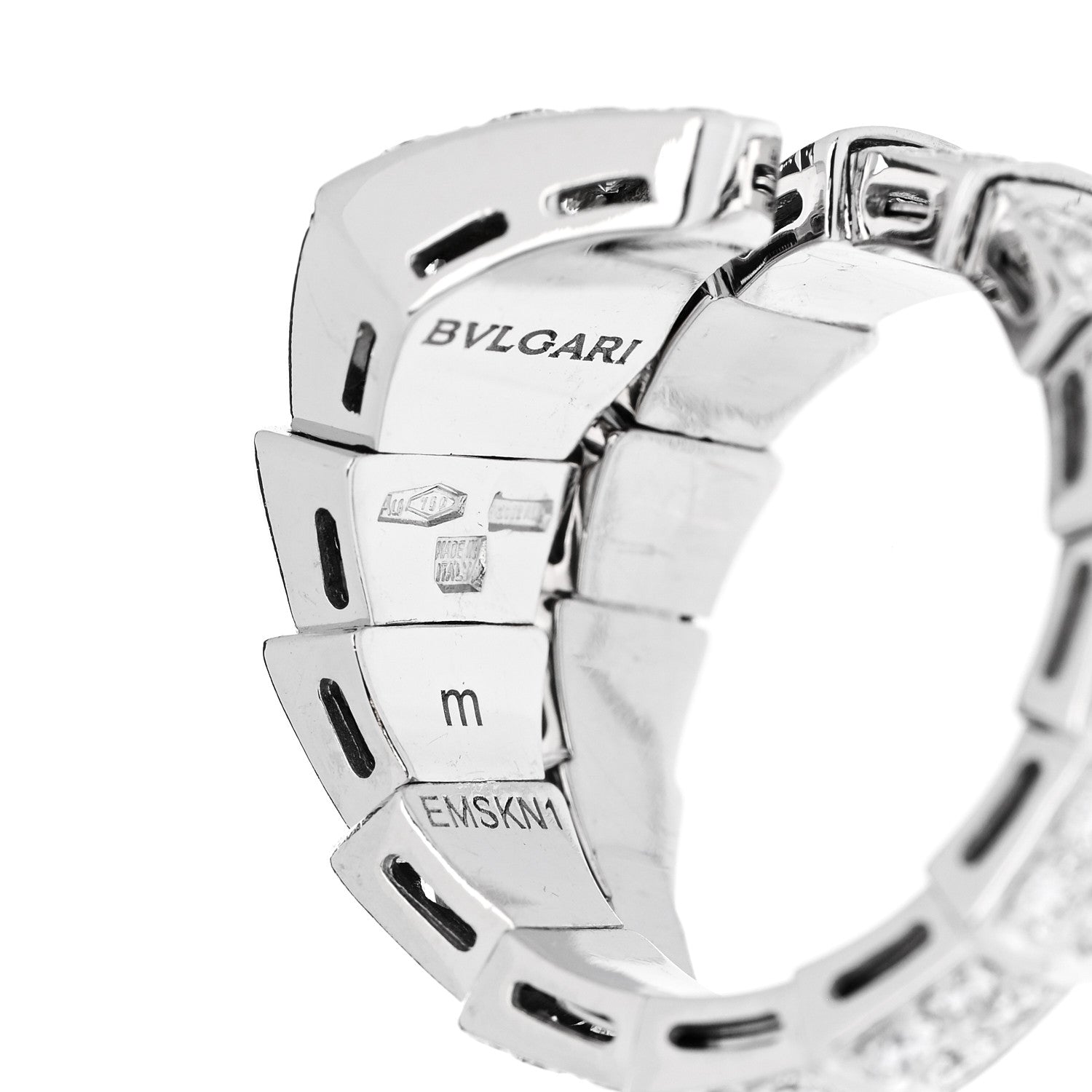 Bulgari 18K White Gold Diamond One-Coil Serpenti Viper Ring M 4 of 4
