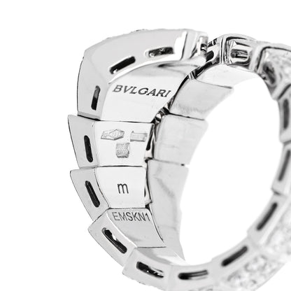 Bulgari 18K White Gold Diamond One-Coil Serpenti Viper Ring M 4 of 4