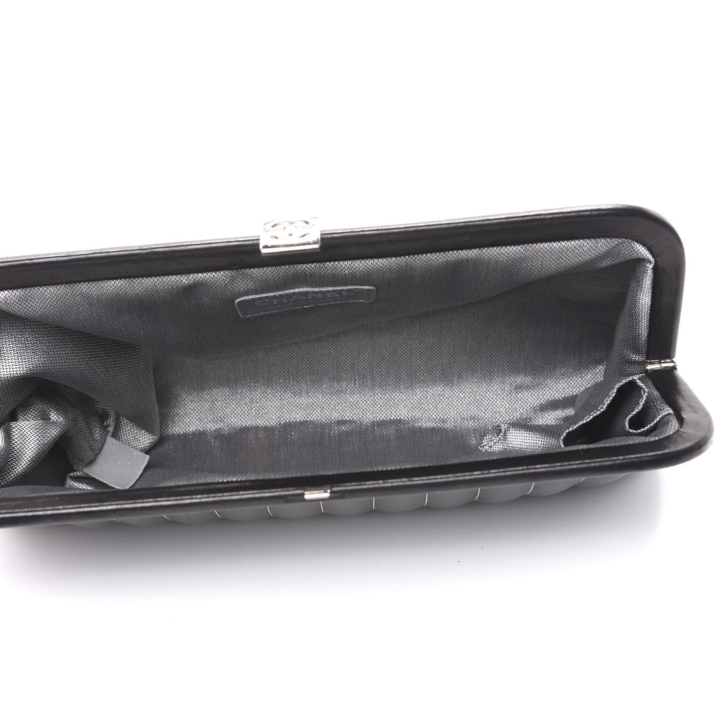 Lambskin Vertical Quilted Mademoiselle Clutch Black