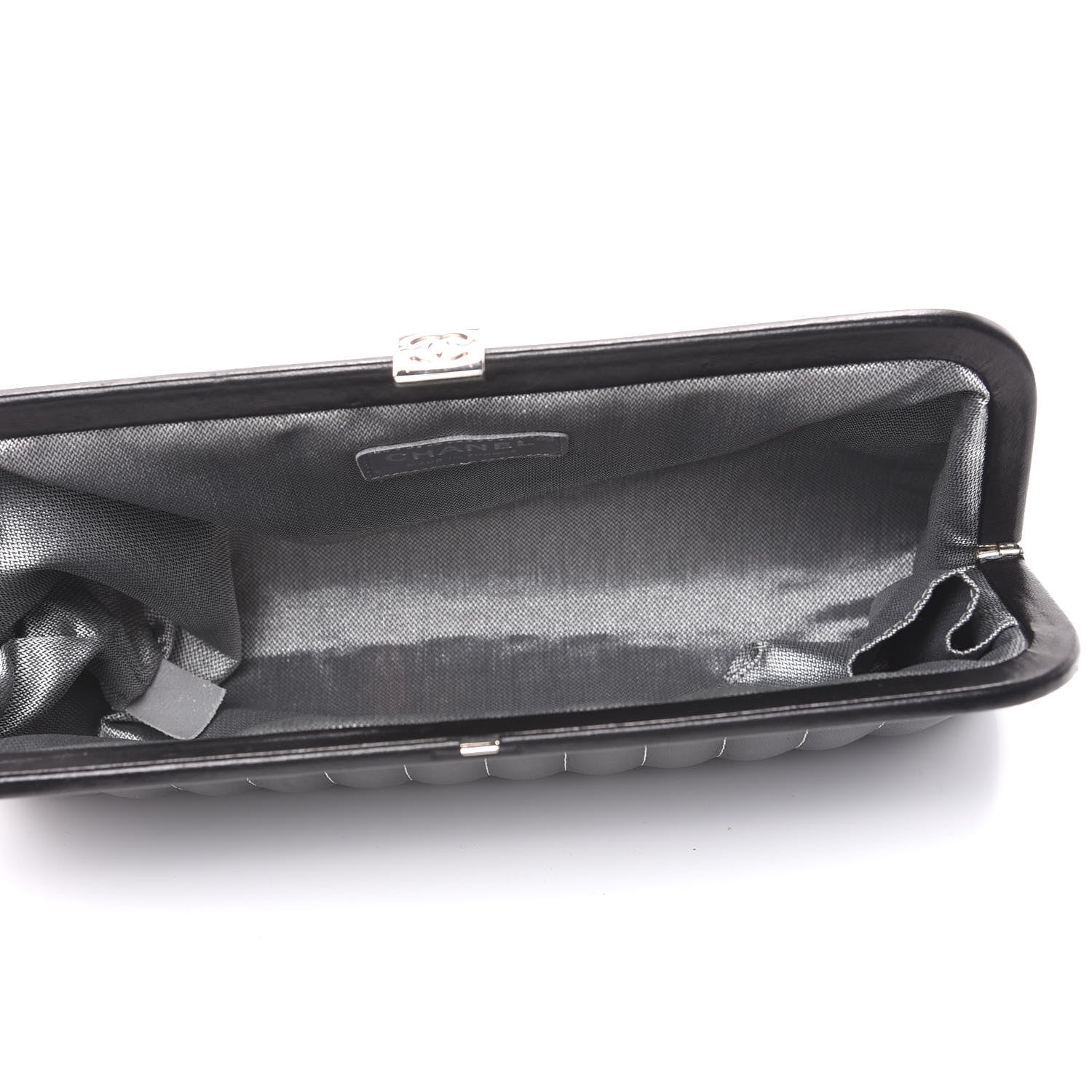 Chanel Lambskin Vertical Quilted Mademoiselle Clutch Black 4 of 13