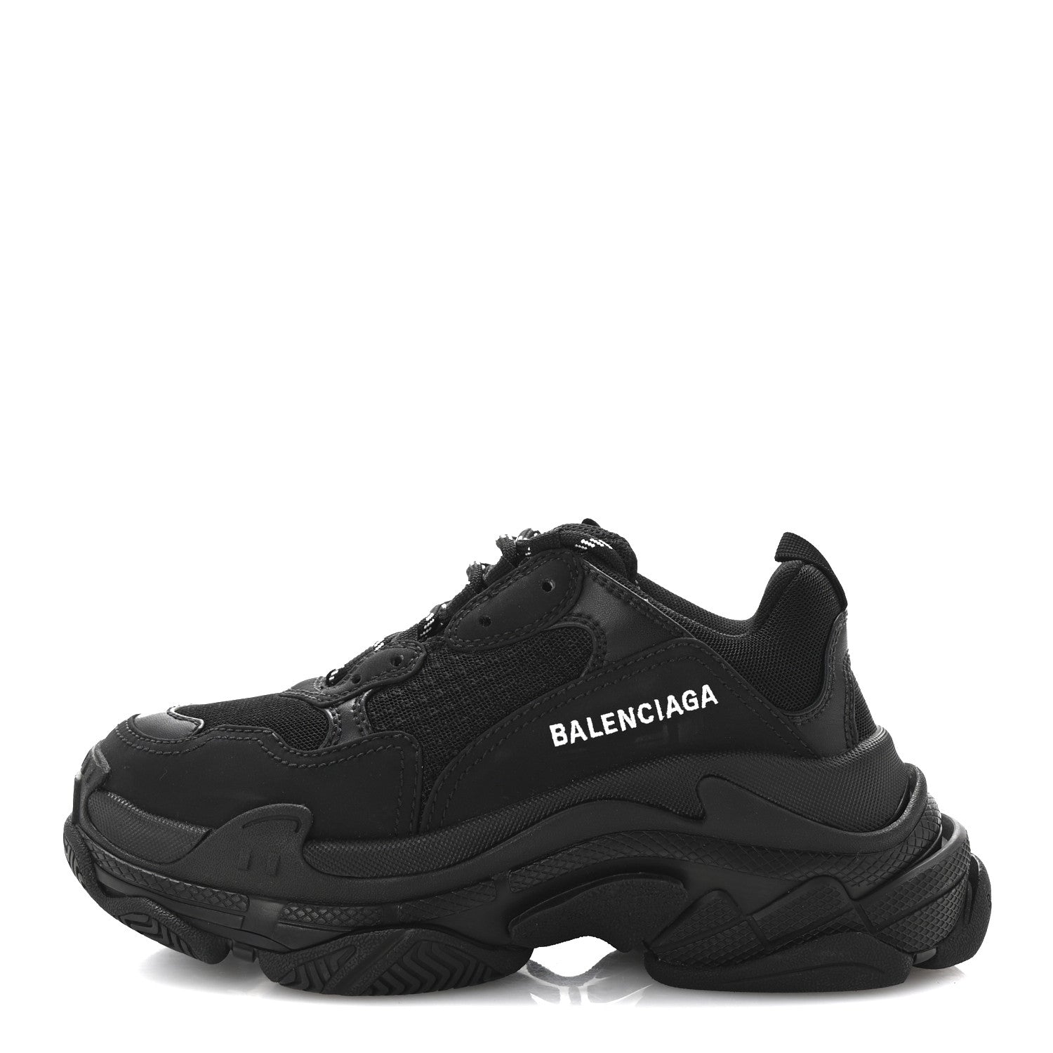 Balenciaga Fabric Mesh Womens Triple S Sneakers 36 Black 1 of 10