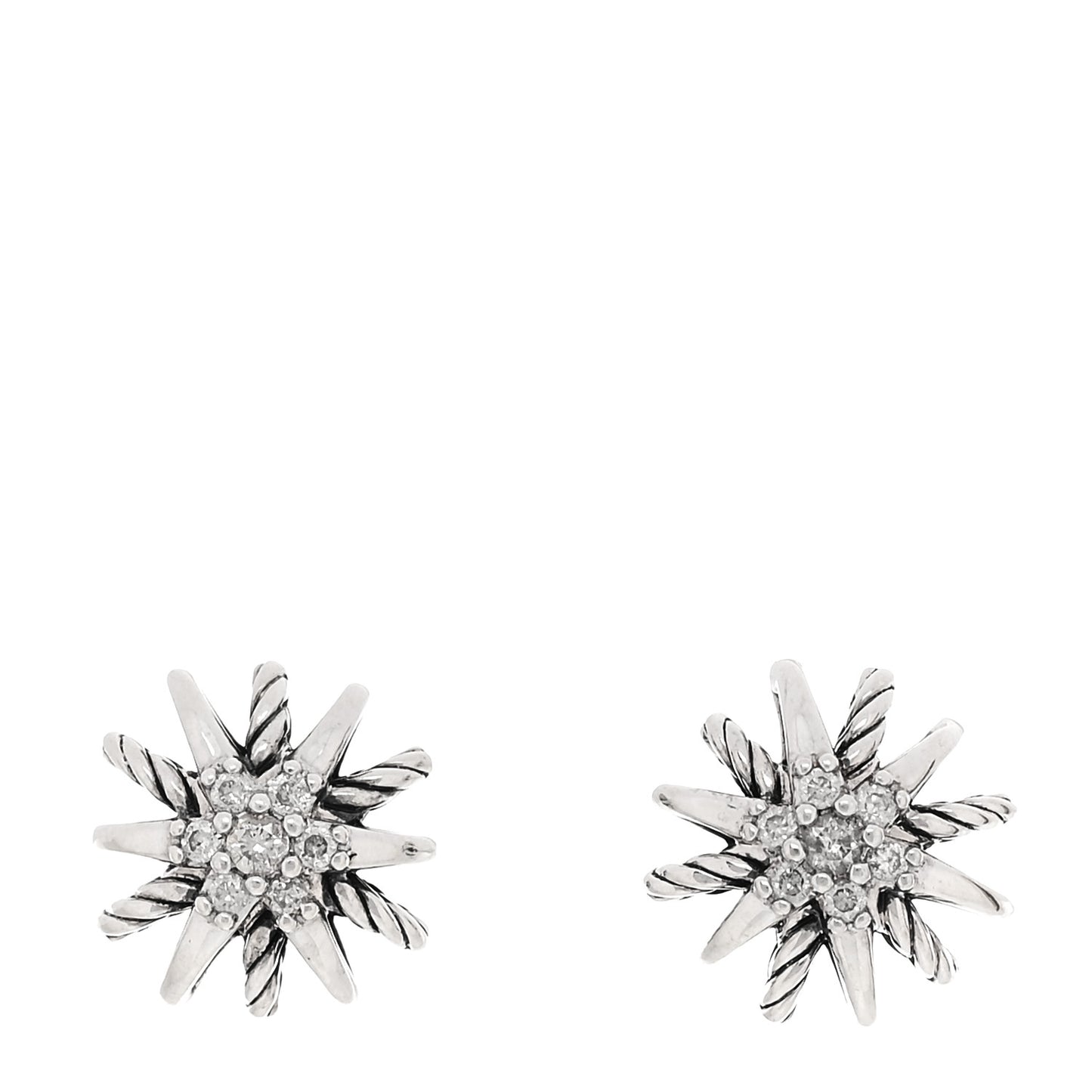 Sterling Silver Diamond 10mm Petite Starburst Earrings