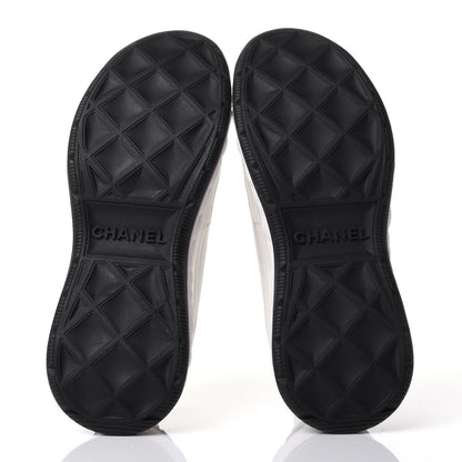Chanel Velvet Calfskin Mixed Fibers CC Sneakers 37 Ivory Black 7 of 11