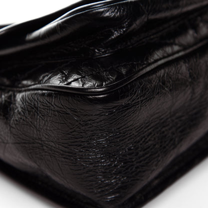 Saint Laurent Crinkled Calfskin Matelasse Monogram Medium Niki Chain Satchel Black 14 of 25