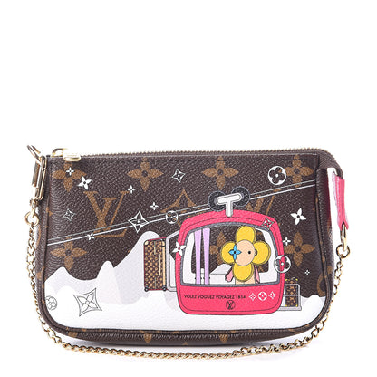 Louis Vuitton Monogram 2019 Christmas Animation Mini Courchevel Pochette Accessories Fuchsia 1 of 6