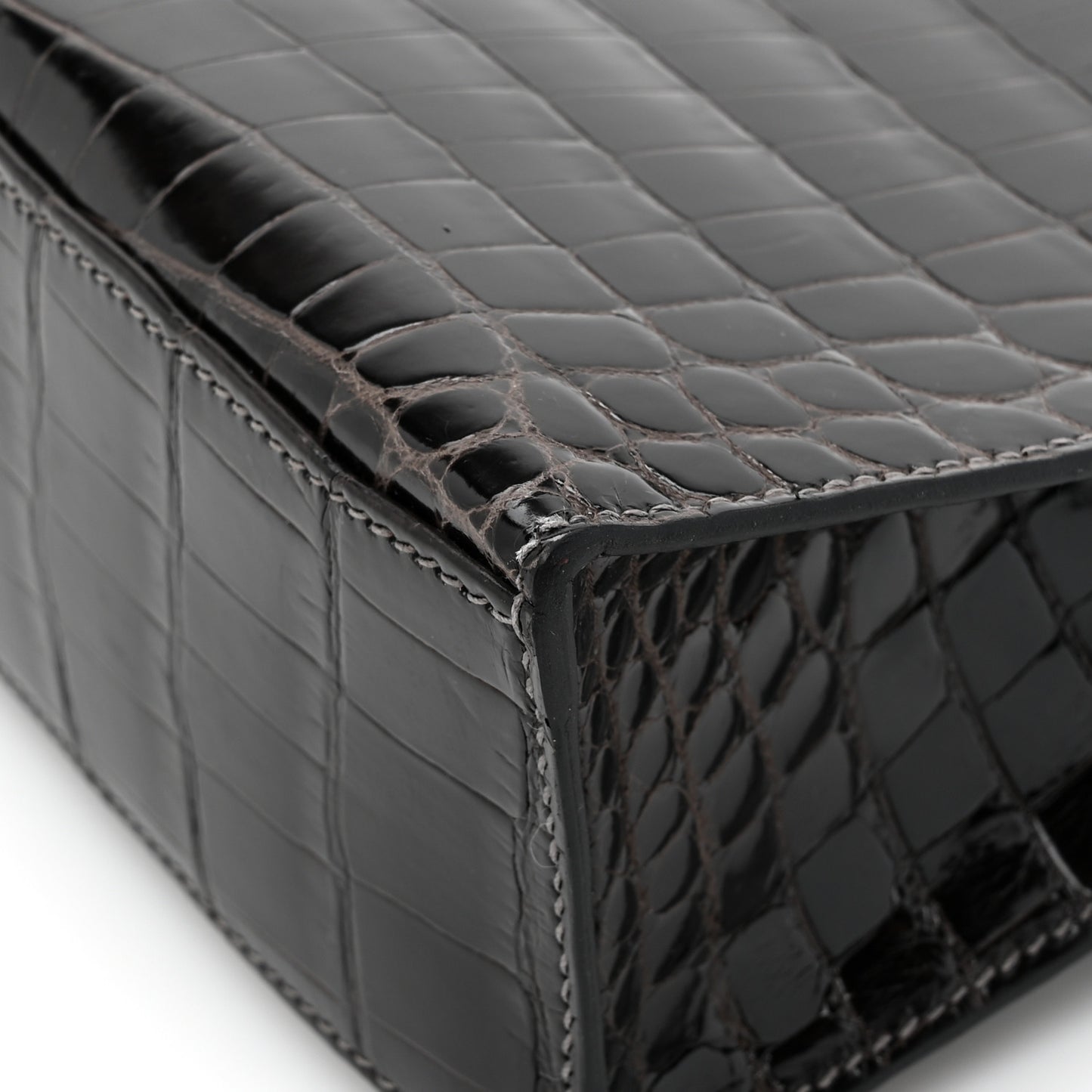 Shiny Niloticus Crocodile Kelly Pochette Graphite