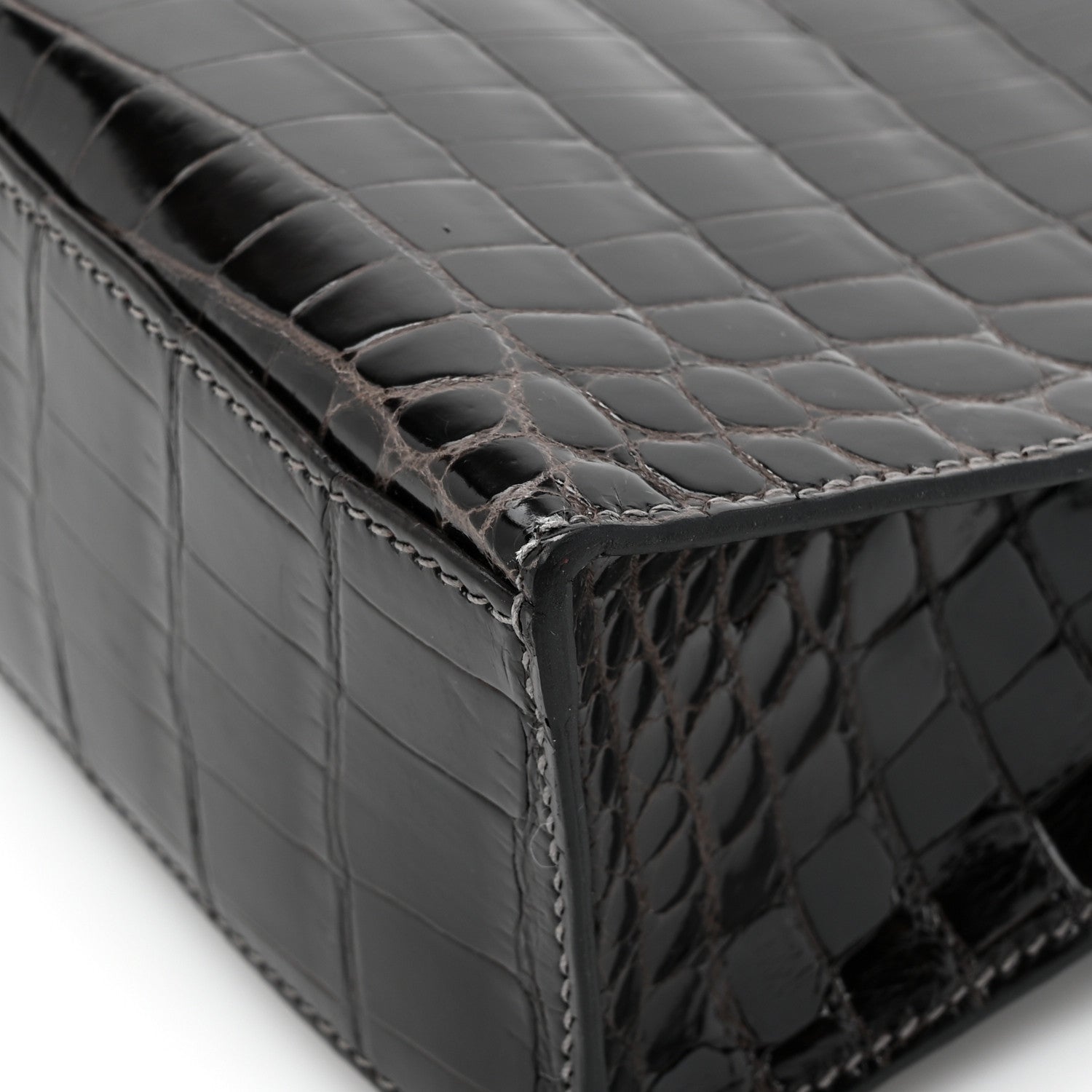 Hermes Shiny Niloticus Crocodile Kelly Pochette Graphite 10 of 12