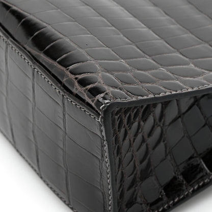Hermes Shiny Niloticus Crocodile Kelly Pochette Graphite 10 of 12