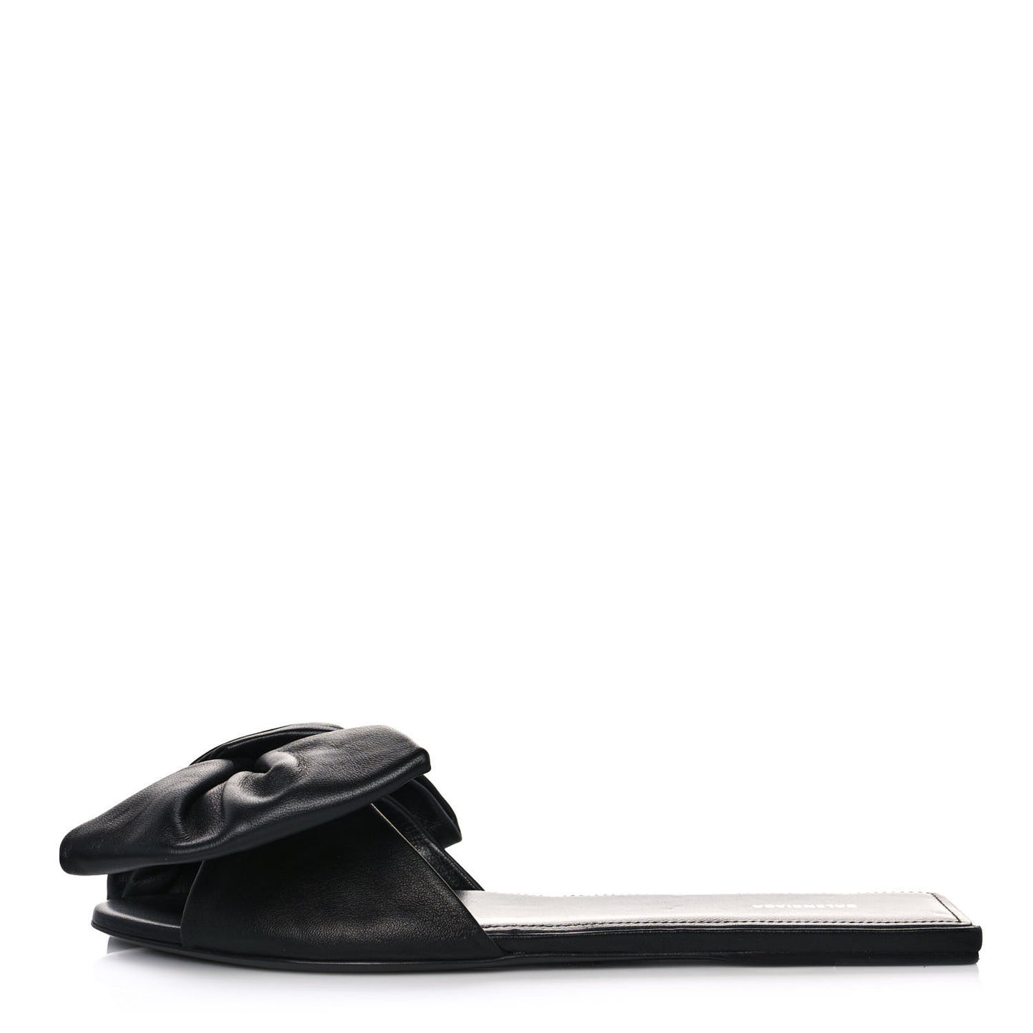 Calfskin Square Bow Slide Sandals 38 Black