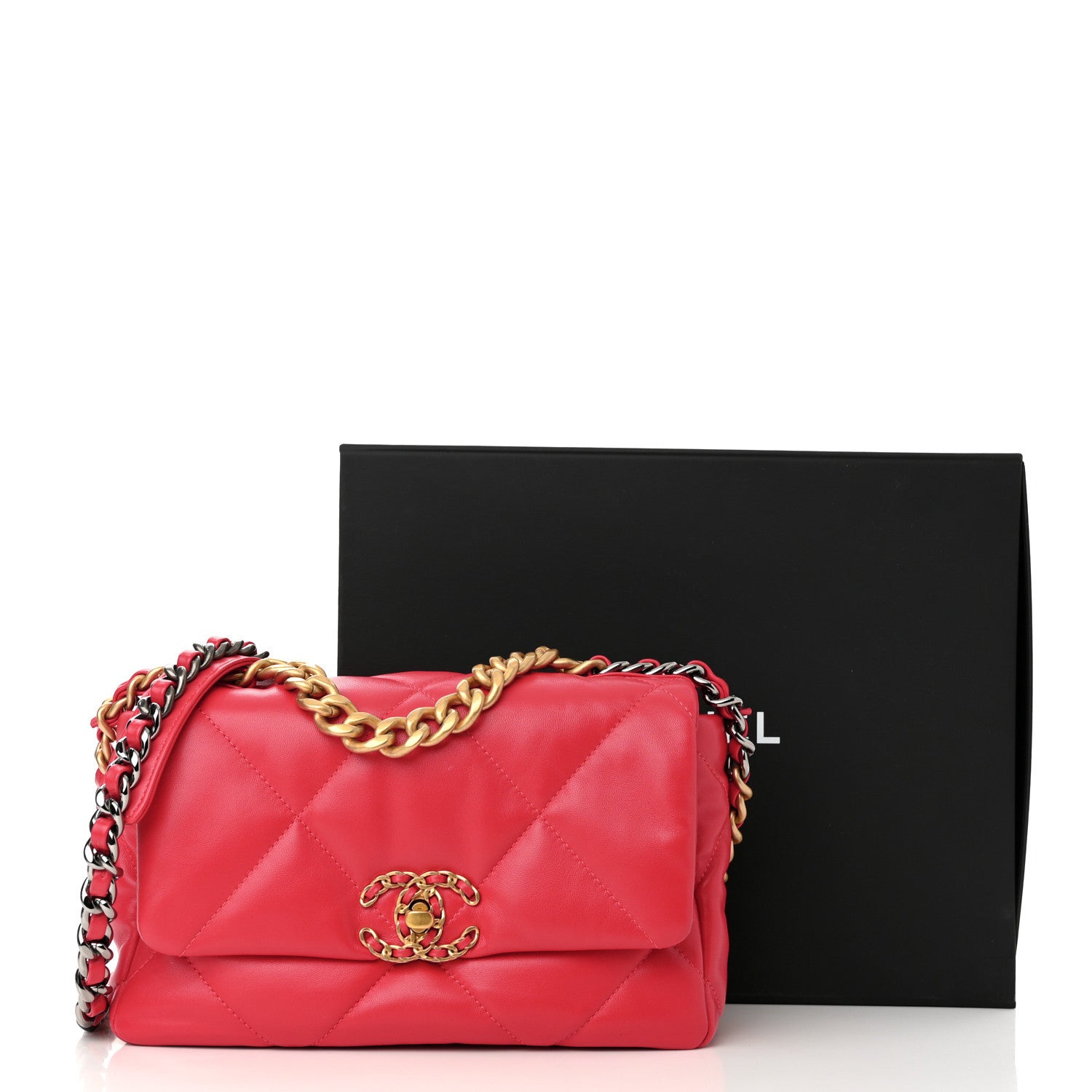 Chanel Goatskin Quilted Medium Chanel 19 Flap Pink 11 of 11