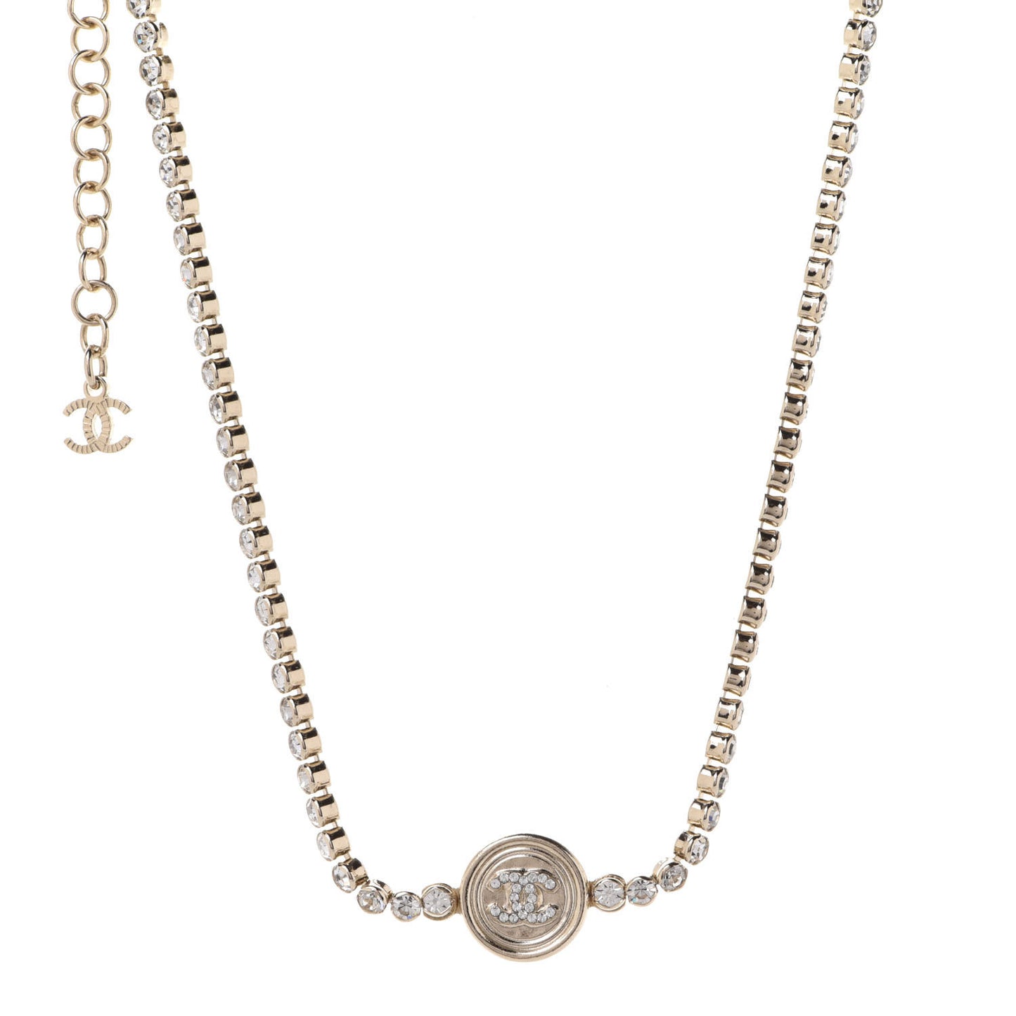 Crystal CC Chain Short Necklace Gold