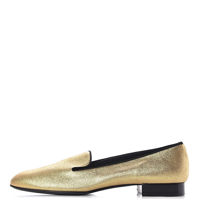Saint Laurent Metallic Calfskin Smoking Slipper Flat Loafers 38 Gold 1 of 14