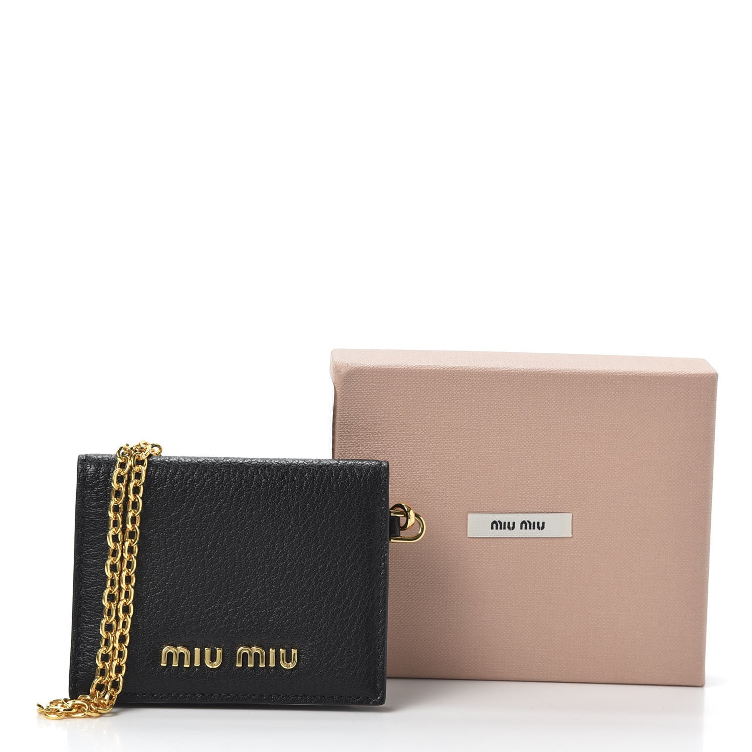 Miu Miu Goatskin Madras Card Holder Black 9 of 9
