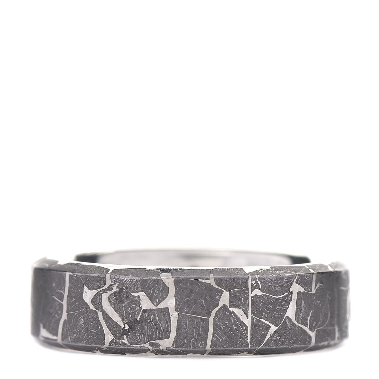 Sterling Silver Fused Meteorite 8.5mm Band Ring 71 13.25