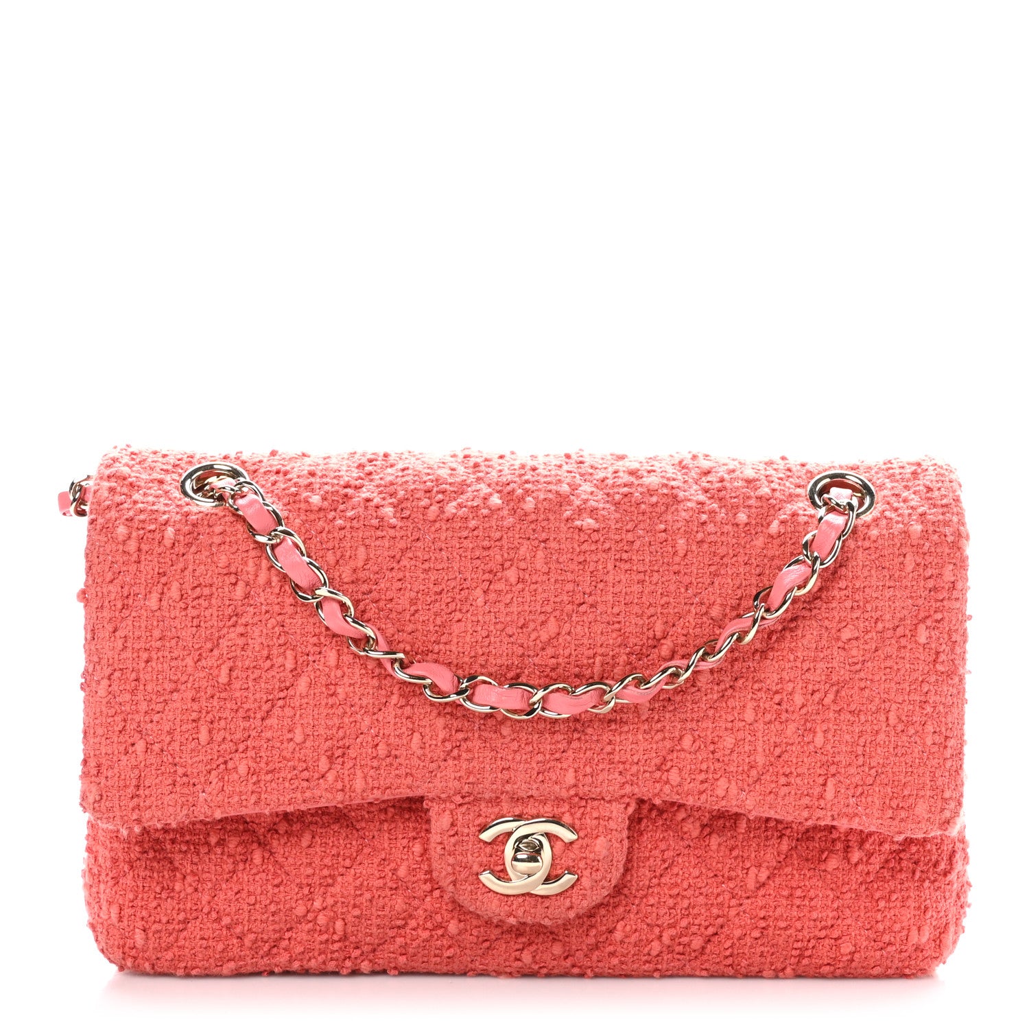 Chanel Tweed Quilted Medium Double Flap Dark Pink 1 of 10