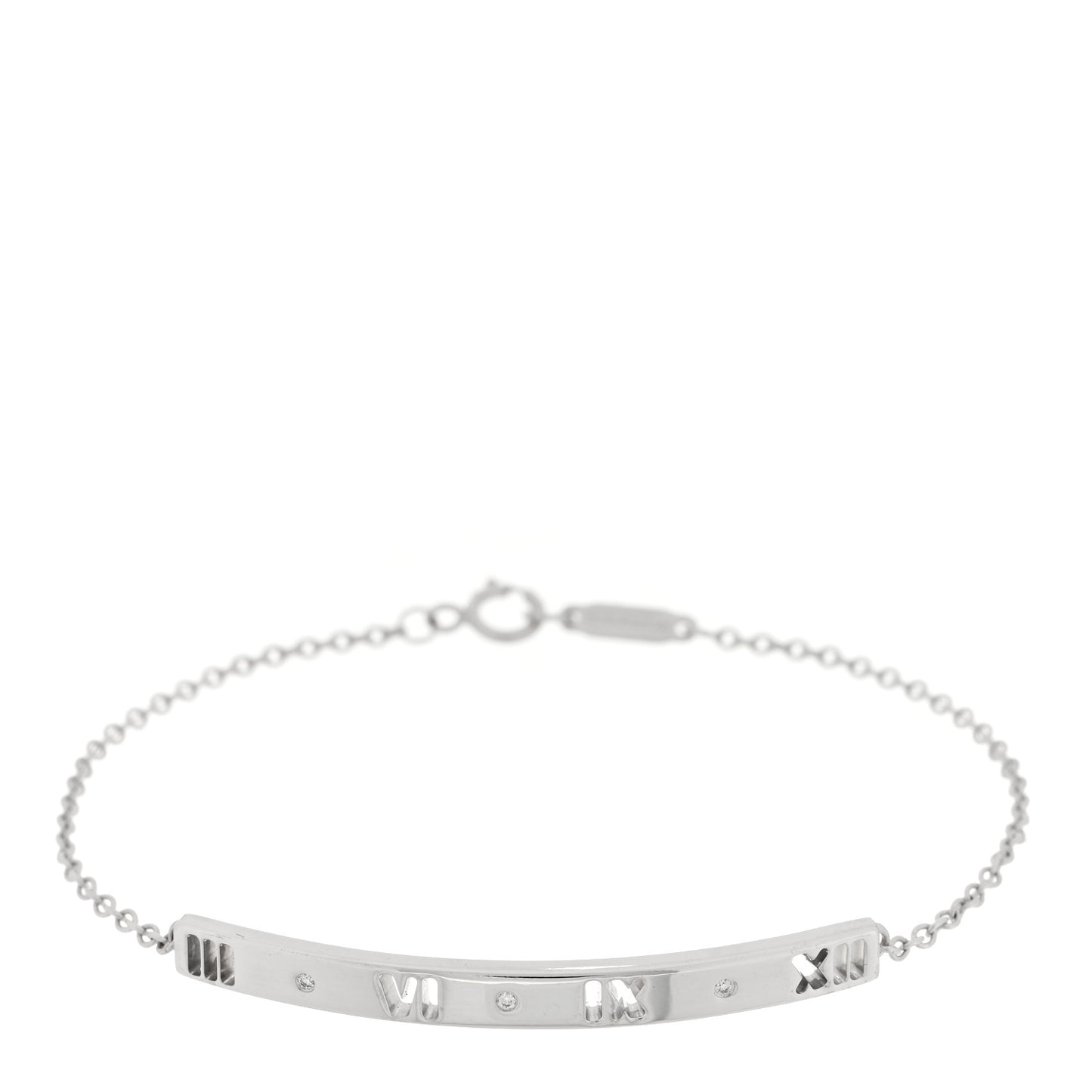 18K White Gold Diamond Atlas Bar Pierced Bracelet