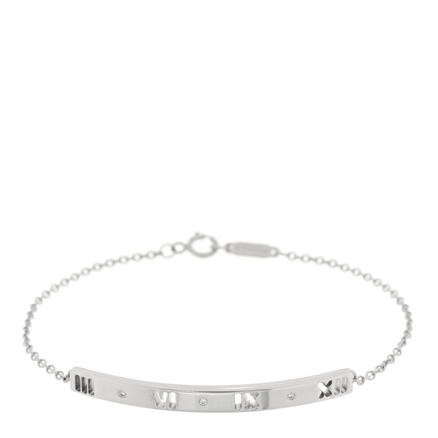 Tiffany 18K White Gold Diamond Atlas Bar Pierced Bracelet 1 of 3