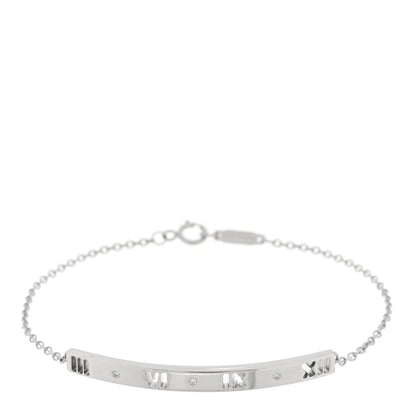 Tiffany 18K White Gold Diamond Atlas Bar Pierced Bracelet 1 of 3