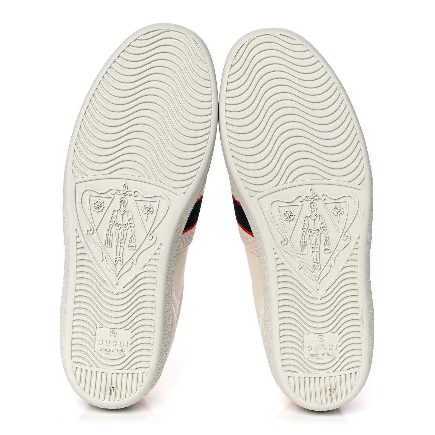 Calfskin Stripe Womens New Ace Sneakers 37 New Mystic White Ecru Red Flame