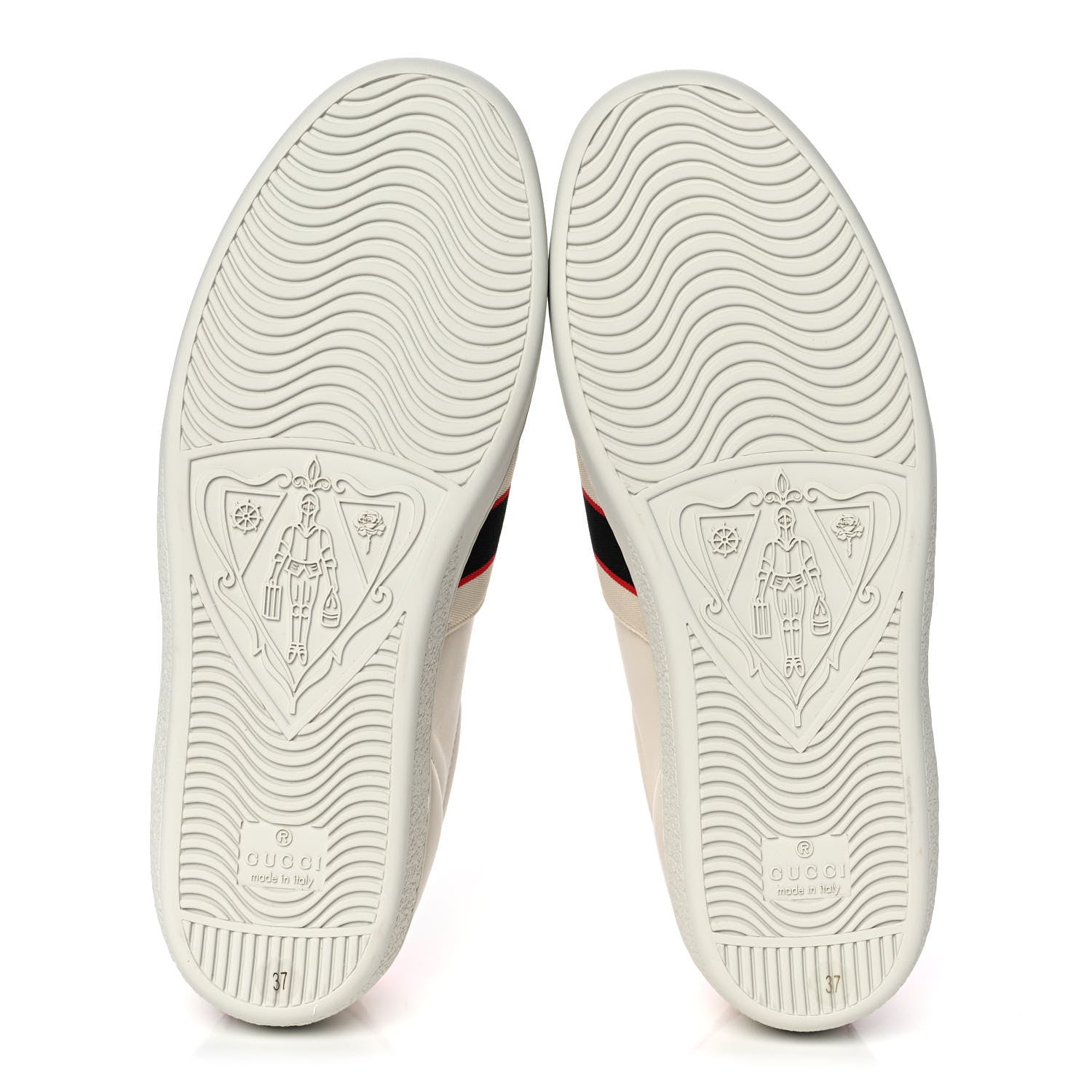 Gucci Calfskin Stripe Womens New Ace Sneakers 37 New Mystic White Ecru Red Flame 5 of 10
