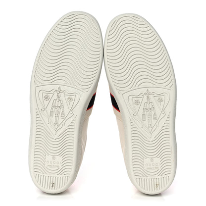 Gucci Calfskin Stripe Womens New Ace Sneakers 37 New Mystic White Ecru Red Flame 5 of 10