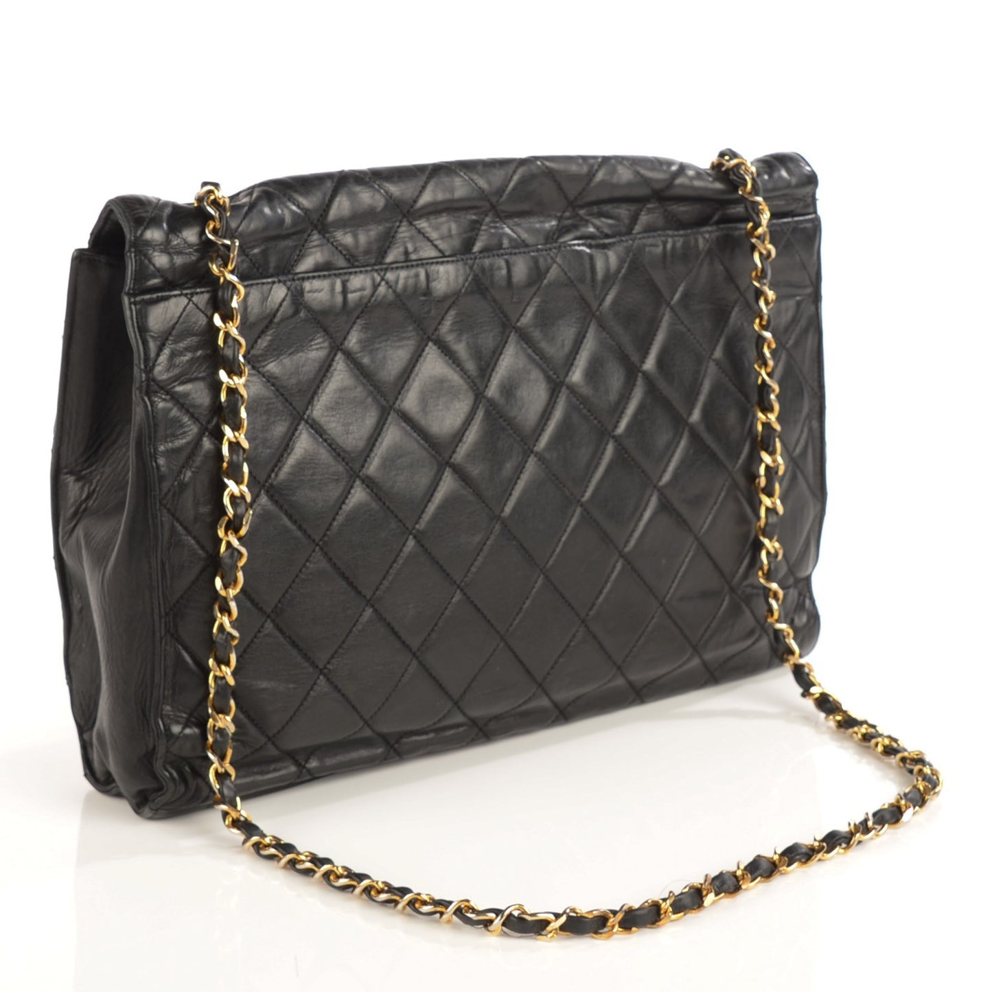Lambskin Quilted Jumbo Flap Black