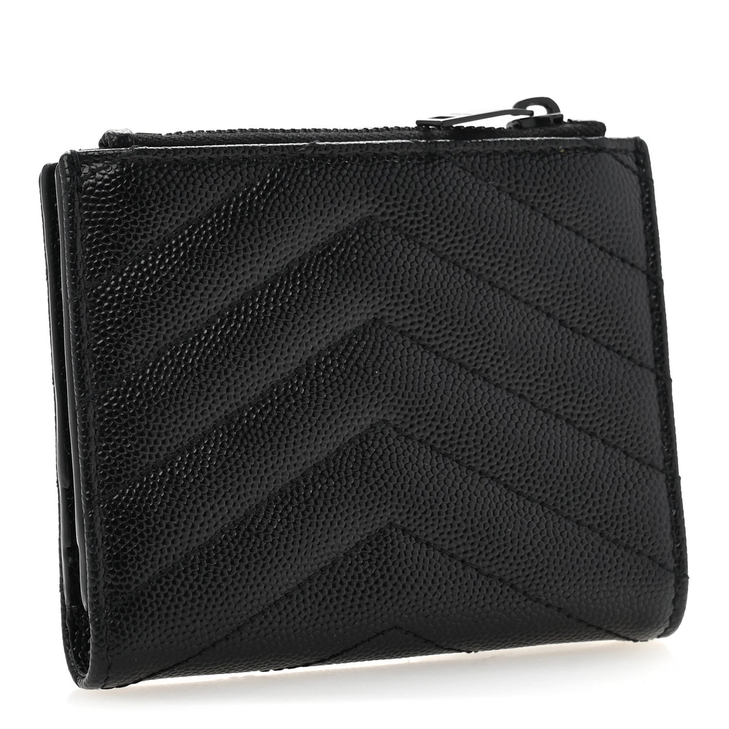 Grain De Poudre Matelasse Chevron Monogram Zipped Card Case Black