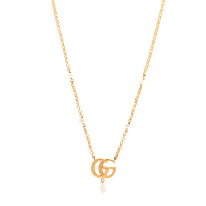 Gucci Pearl Double G Marmont Necklace Gold 1 of 5