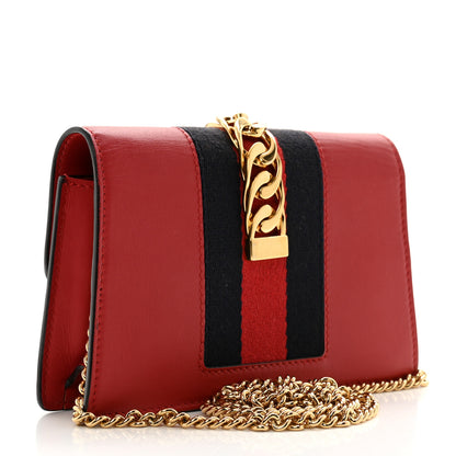 Gucci Calfskin Super Mini Sylvie Chain Shoulder Bag Hibiscus Red 2 of 9