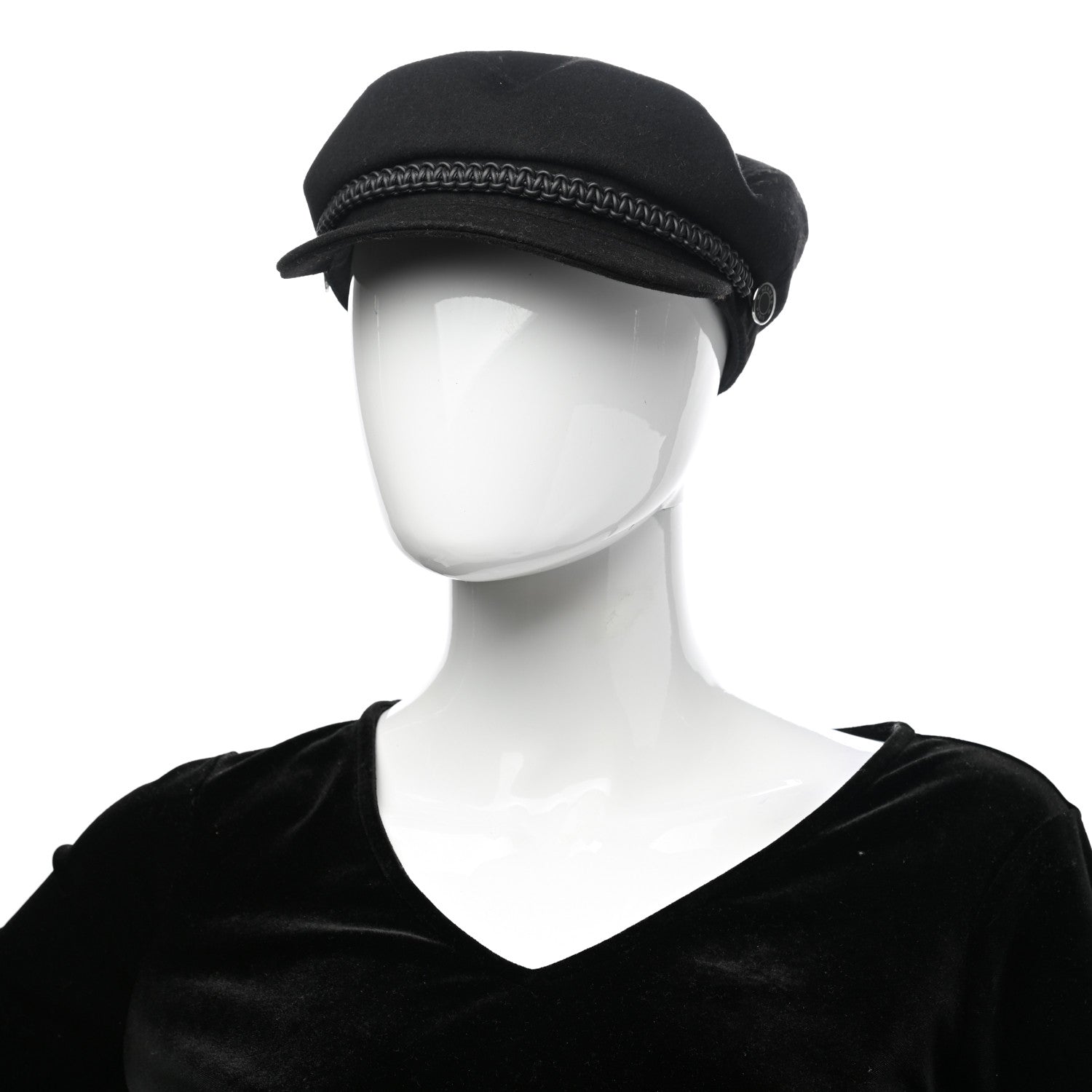 Hermes Cashmere Swift Womens Deauville Cap 57 Black 2 of 8