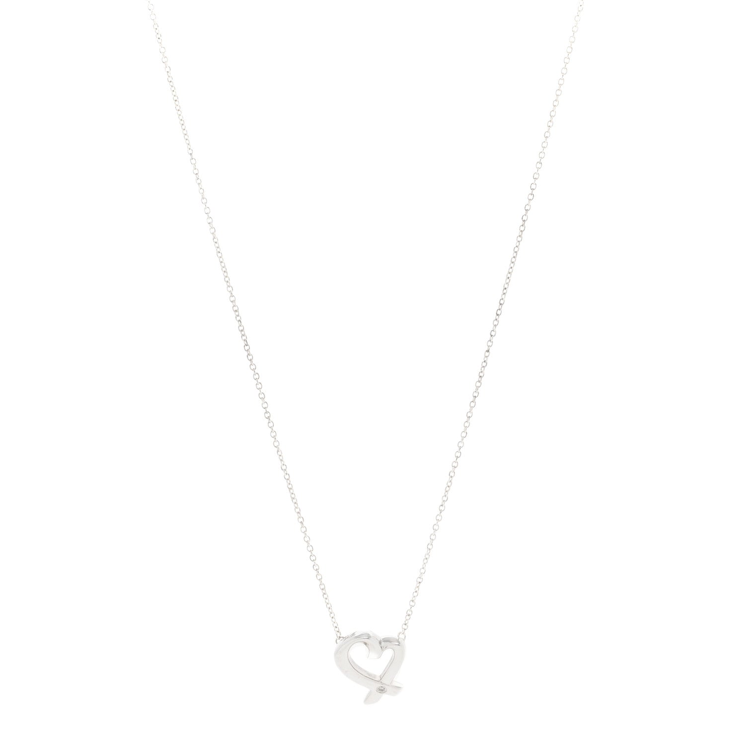 Tiffany Sterling Silver Diamond Paloma Picasso Loving Heart Necklace 1 of 3