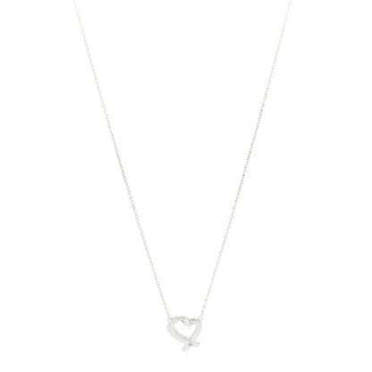 Tiffany Sterling Silver Diamond Paloma Picasso Loving Heart Necklace 1 of 3