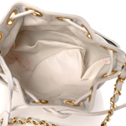 Chanel Calfskin Quilted CC Drawstring Bag White 4 of 12