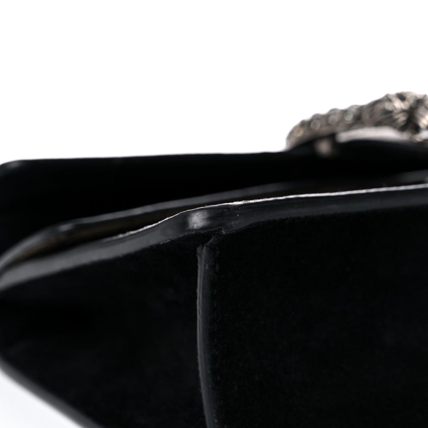 GG Supreme Monogram Suede Crystal Small Dionysus Shoulder Bag Beige Ebony Black