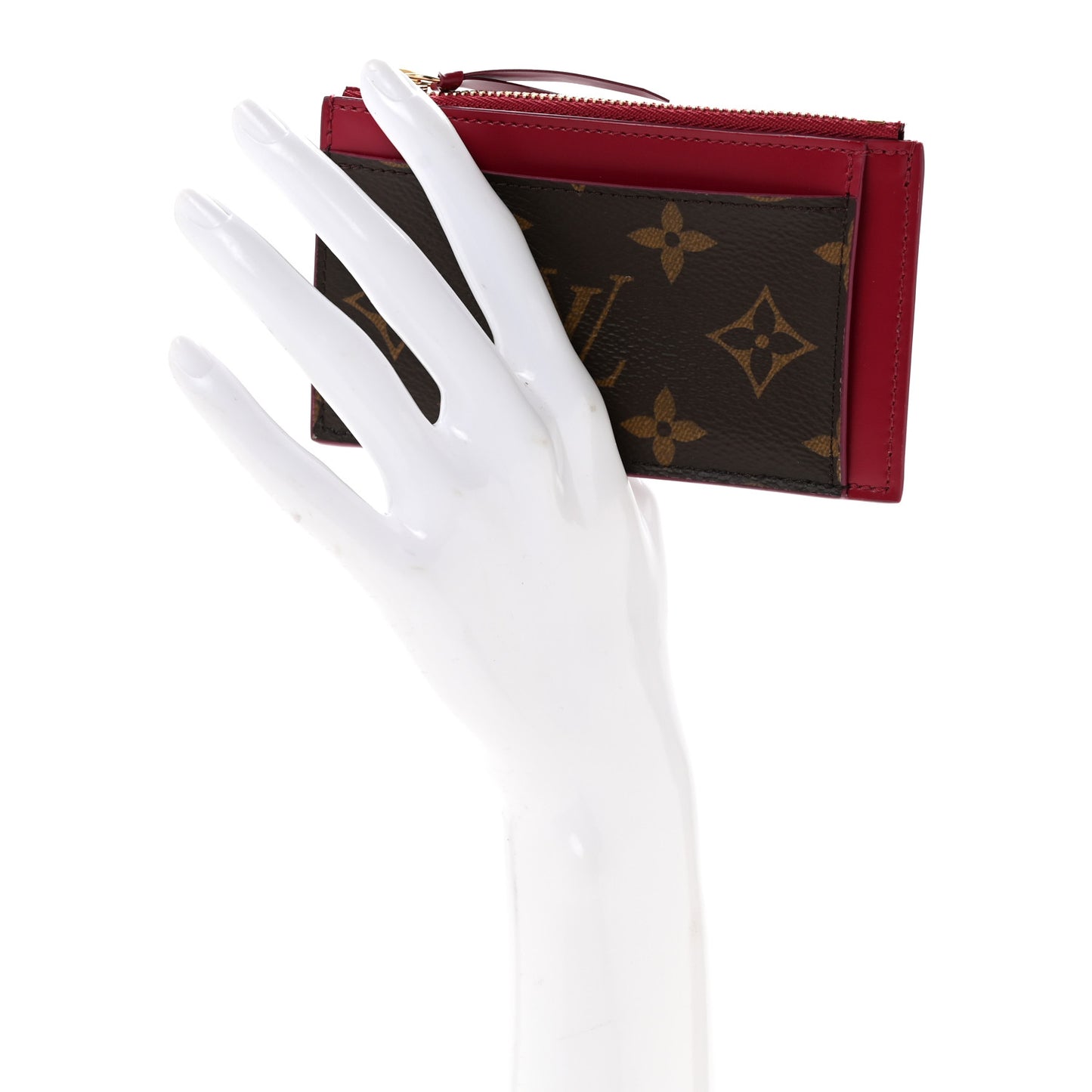 Monogram Zipped Card Holder Fuchsia