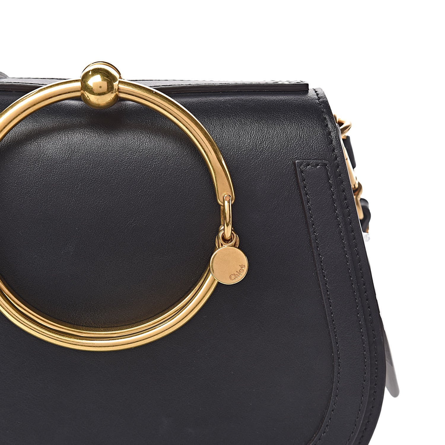 Chloe Calfskin Suede Medium Nile Bracelet Bag Black 11 of 11