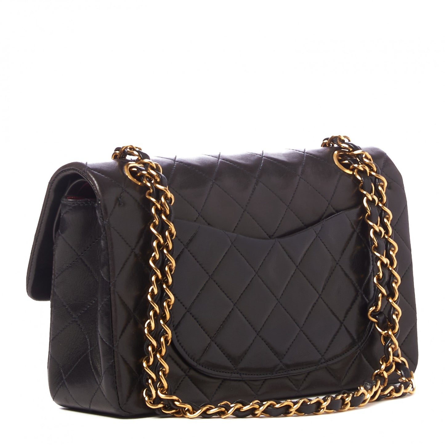 Lambskin Quilted Small Double Flap Black