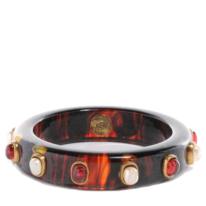 Chanel Acrylic Gripoix Pearl Bangle Tortoise 1 of 5