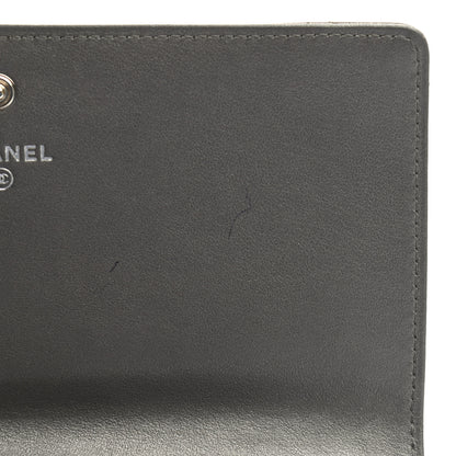 Chanel Metallic Camellia Calfskin Embossed Quilted Yen Wallet Grey 10 of 13
