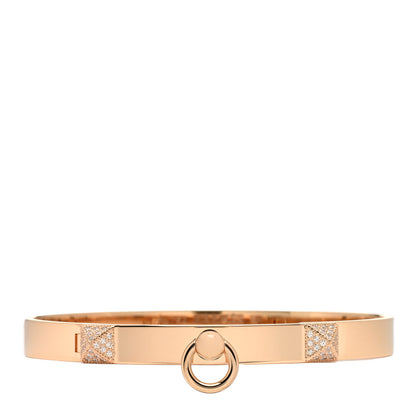 Hermes 18K Rose Gold Diamond PM Collier De Chien Bracelet SH 1 of 3