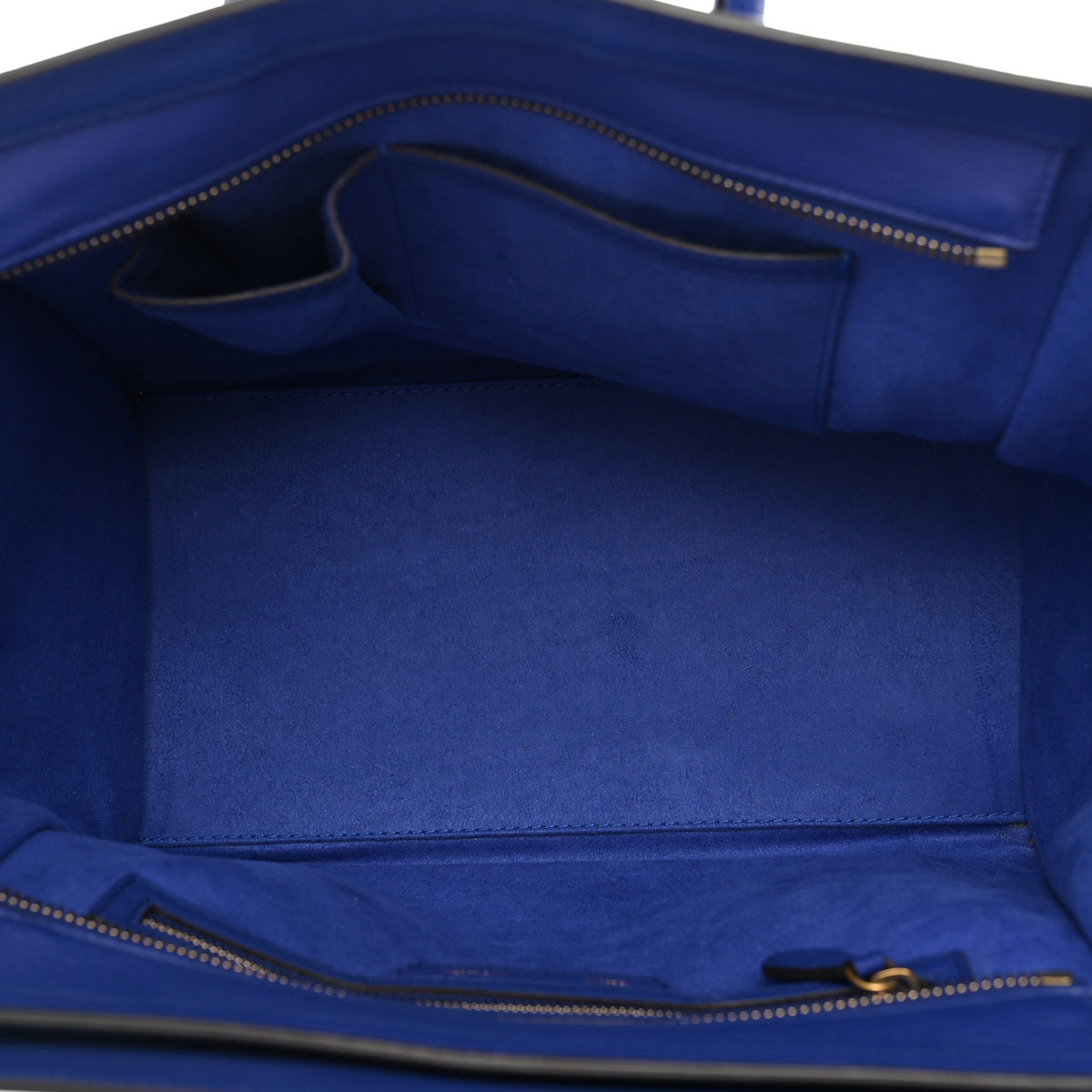 Celine Drummed Calfskin Mini Luggage Indigo 4 of 9