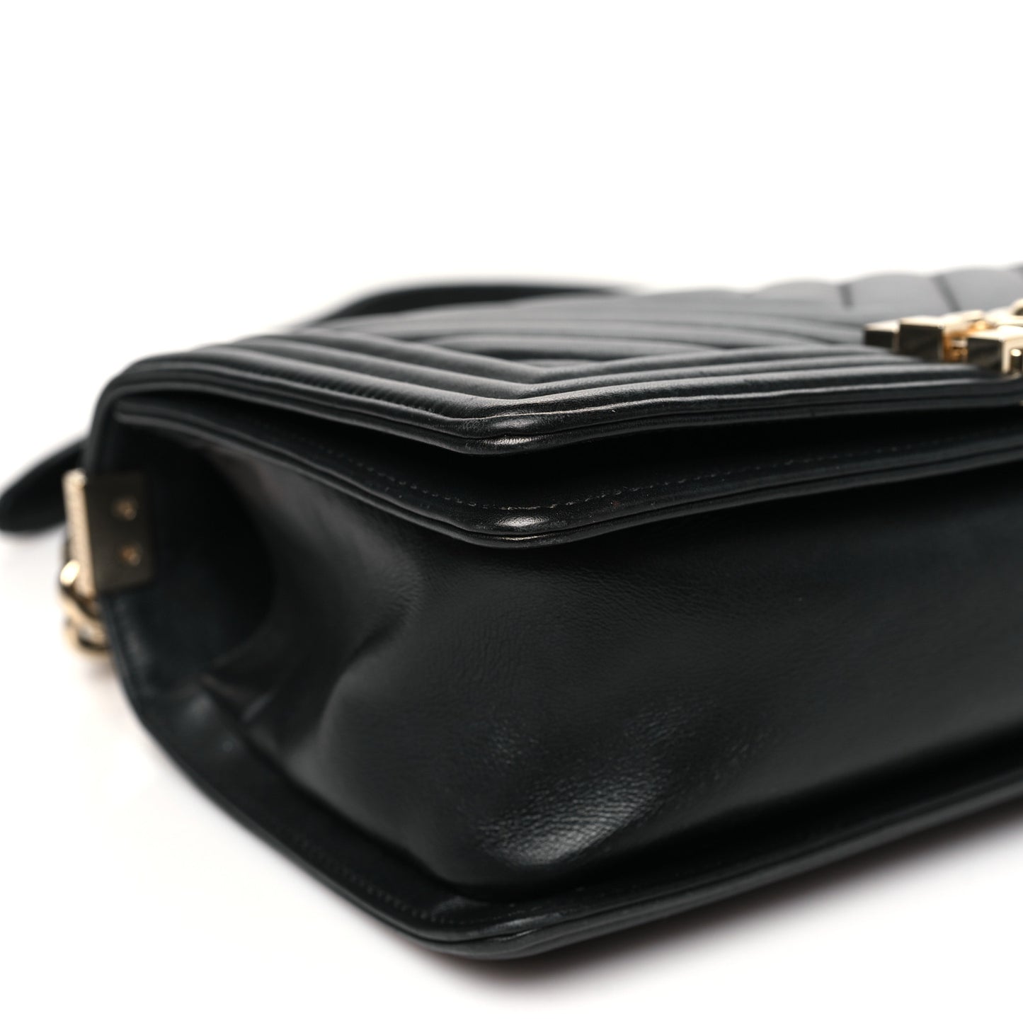 Lambskin Chevron Quilted Medium Boy Flap Black
