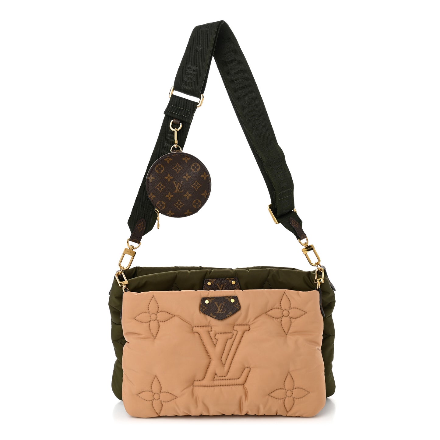 Econyl Monogram Pillow Maxi Multi Pochette Accessories Kaki Beige