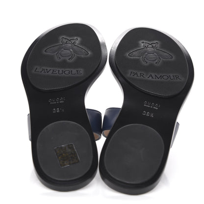 Gucci Calfskin GG Marmont Thong Sandals 38.5 Blue Agata 5 of 8