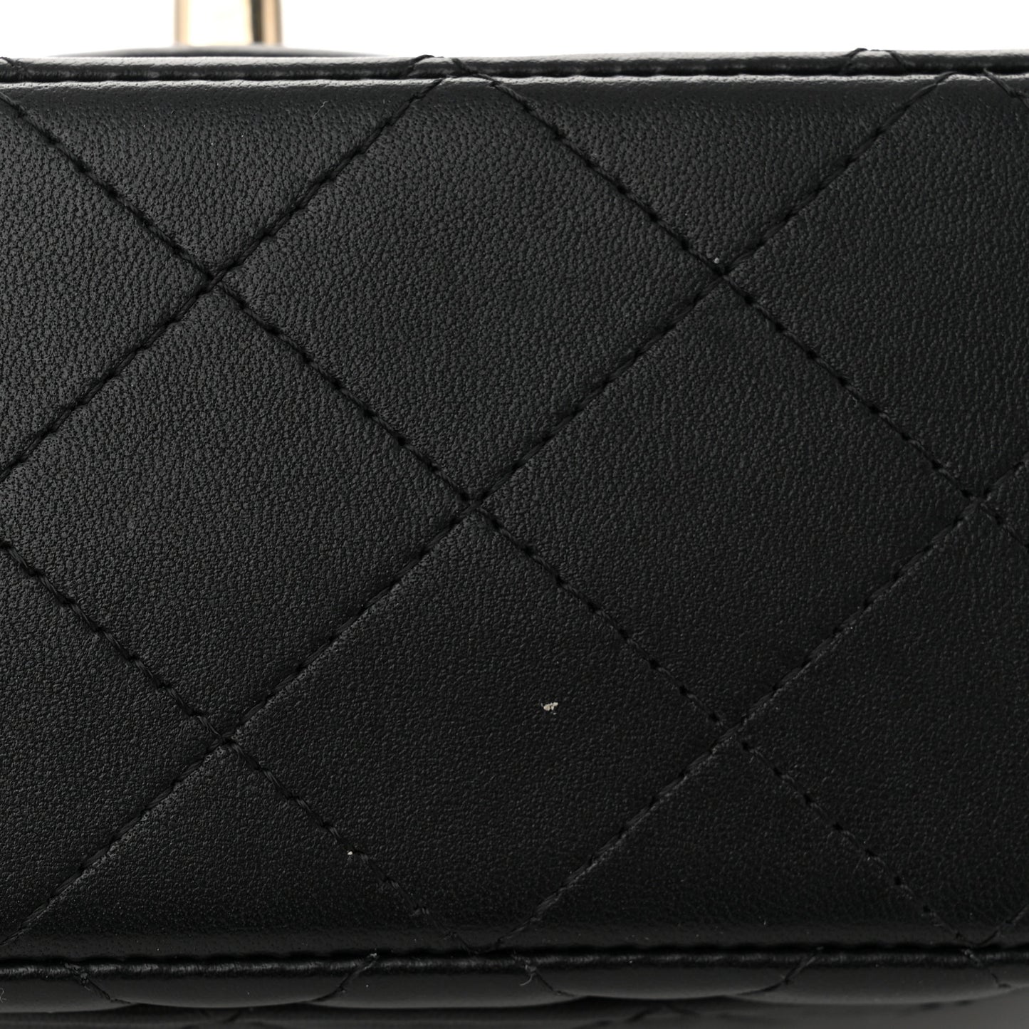 Lambskin Quilted Bi-Color Mini Top Handle Rectangular Flap Black Lilac