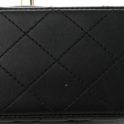 Chanel Lambskin Quilted Bi-Color Mini Top Handle Rectangular Flap Black Lilac 11 of 11